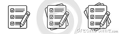 Checklist pencil icon. Pencil with paper icon, Contract vector icon. Test icon. Vector Illustration