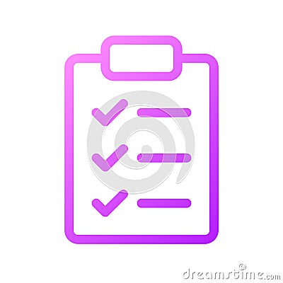 Checklist pixel perfect gradient linear ui icon Vector Illustration