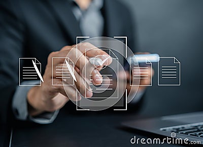 Checklist Quality management with Quality Assurance or QA and Quality Control Stock Photo