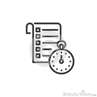 Checklist and stopwatch line icon Vector Illustration