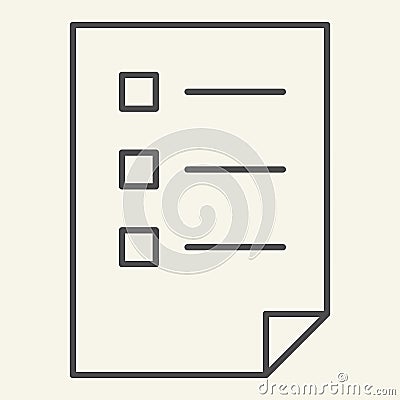 Checklist thin line icon. List vector illustration isolated on white. Document outline style design, designed for web Vector Illustration