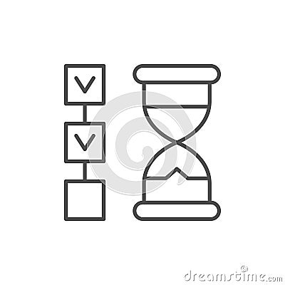 Checklist timing line outline icon Vector Illustration