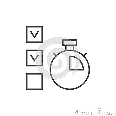 Checklist timing line outline icon Vector Illustration