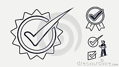 Checkmark badge icons, quality and approval symbols vector design Generative AI Vector Illustration