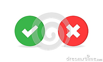 Checkmark cross icon isolated. Vector illustration EPS 10 Vector Illustration