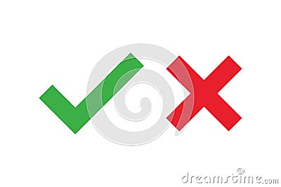 Checkmark cross on white background. Isolated vector sign symbol. Checkmark icon set. Checkmark right symbol tick sign. Flat Stock Photo
