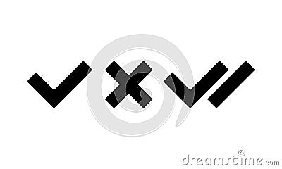 Checkmark double right symbol icon set, wrong symbol on isolated white background. EPS 10 vector Vector Illustration