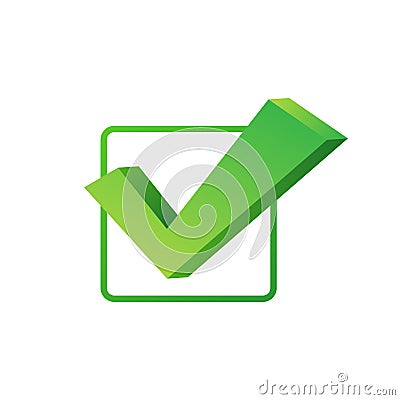 Checkmark. Green approved sticker on white background. Vector stock illustration Vector Illustration