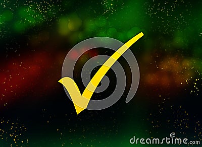 Checkmark icon abstract bokeh dark background Stock Photo