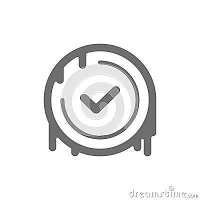 Checkmark stamp, verified wax seal, quality control approved grey icon. Vector Illustration