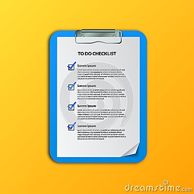 Checkmark to do list document for preparation or planning, schedule, or organize business plan or activities Stock Photo