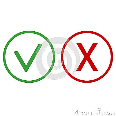 Checkmark And X Or Confirm And Deny Icon For Apps And Websites Stock Photo