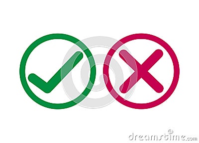 Checkmark and X or Confirm and Deny Icon Stock Photo