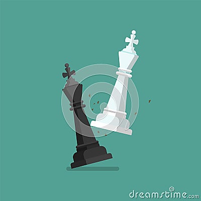 Checkmate white chess defeats black king Vector Illustration