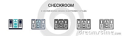 Checkroom icon in filled, thin line, outline and stroke style. Vector illustration of two colored and black checkroom vector icons Vector Illustration