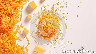 Cheddar Cheese Flat Lay Stock Photo