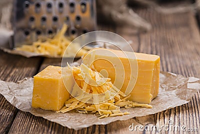 Cheddar Cheese (grated) Stock Photo