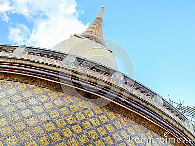 Chedi and wall details at Wat Ratchabopit Stock Photo