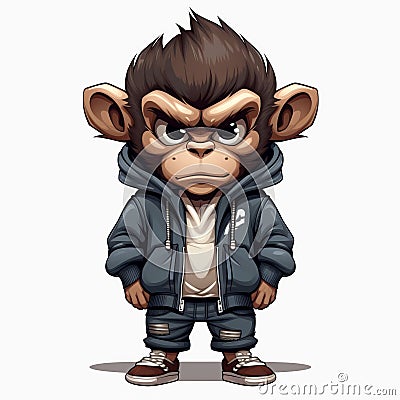 Cheeky Chimp: A Cool Rap-inspired Cartoon Character In Street Fashion Cartoon Illustration