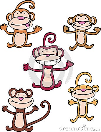 Cheeky Monkeys Vector Illustration