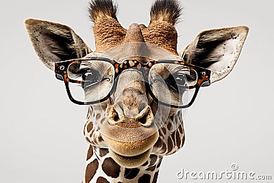 Smiling giraffe in a pair of spectacles. Stock Photo