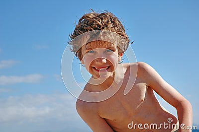Cheeky young boy Stock Photo
