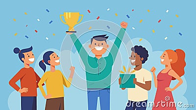 A cheer erupts from the crowd as the final contestant completes the entire memory challenge and is declared the winner Vector Illustration