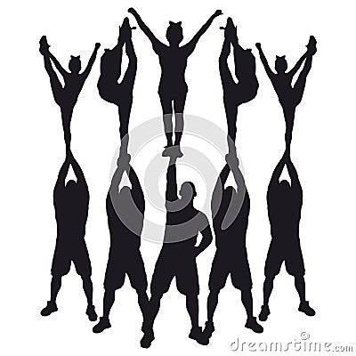 Cheer pyramid stunt Vector Illustration