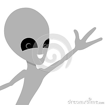Cheerful alien on white background. Vector Illustration