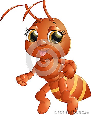 Cheerful ant on background Stock Photo