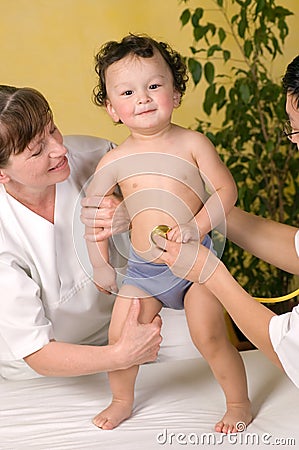 Cheerful baby at the doctor. Stock Photo