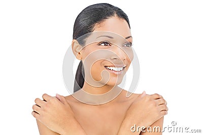 Cheerful black haired woman posing Stock Photo