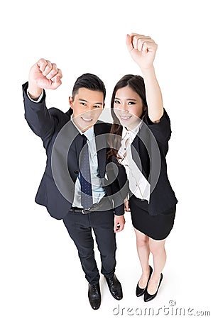 Cheerful business man and woman Stock Photo