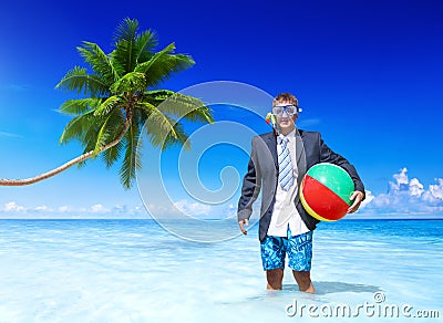 Cheerful Businessman relaxing on vacation Stock Photo