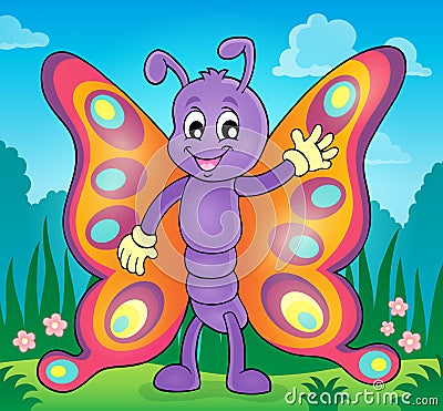 Cheerful butterfly theme image 2 Vector Illustration