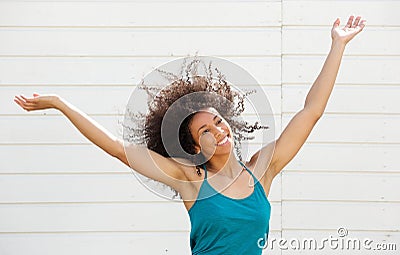 Cheerful carefree young woman Stock Photo