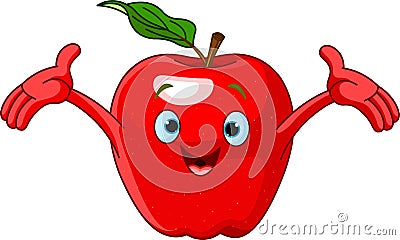 Cheerful Cartoon Apple character Vector Illustration