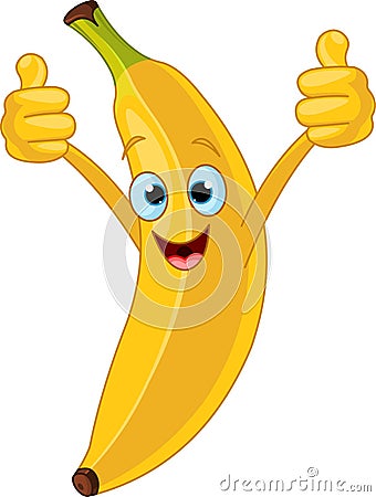 Cheerful Cartoon banana character Vector Illustration