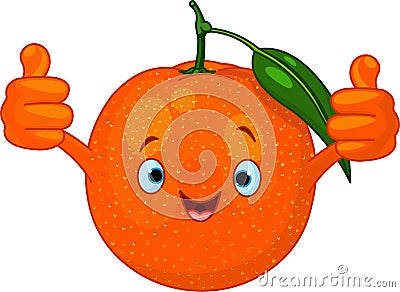 Cheerful Cartoon Orange character Vector Illustration