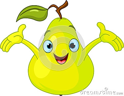 Cheerful Cartoon Pear character Vector Illustration