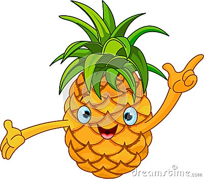 Cheerful Cartoon Pineapple character Vector Illustration