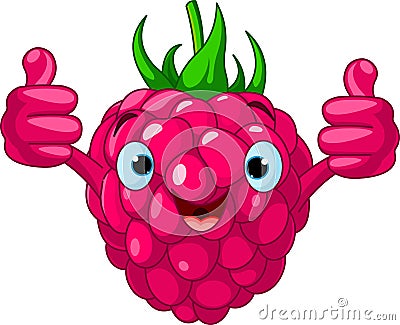 Cheerful Cartoon Raspberry character Vector Illustration