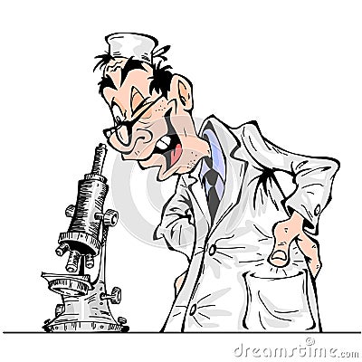 Cheerful cartoon scientist Stock Photo