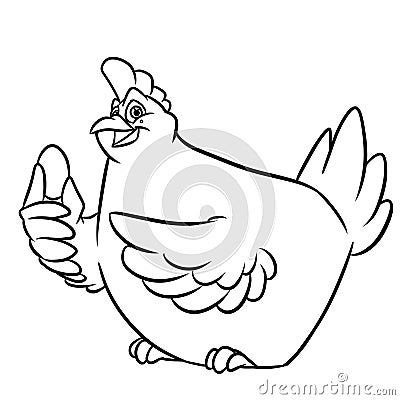 Cheerful chicken egg coloring page cartoon illustration Cartoon Illustration