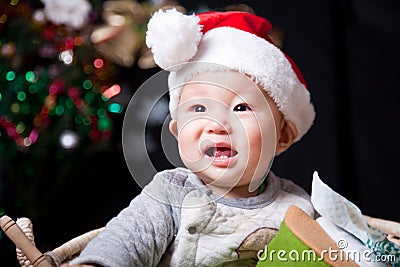 Cheerful christmas baby Stock Photo