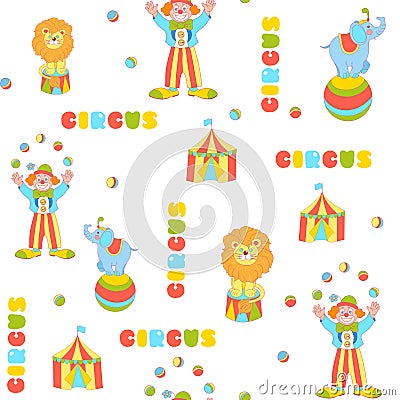 Cheerful circus vector seamless pattern Vector Illustration