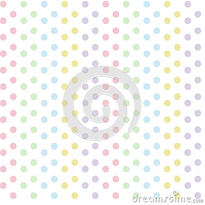 Cheerful colored dots, children's seamless pattern in soft pastel colors. Vector Illustration