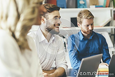 Cheerful coworkers in office Stock Photo