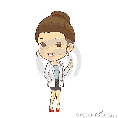 Cheerful doctor girl cartoon character Vector Illustration