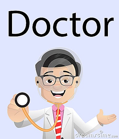 Cheerful Doctor with Stethoscope Vector Vector Illustration